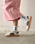 CALZINO PSLOVE BIANCO LOGO NERO