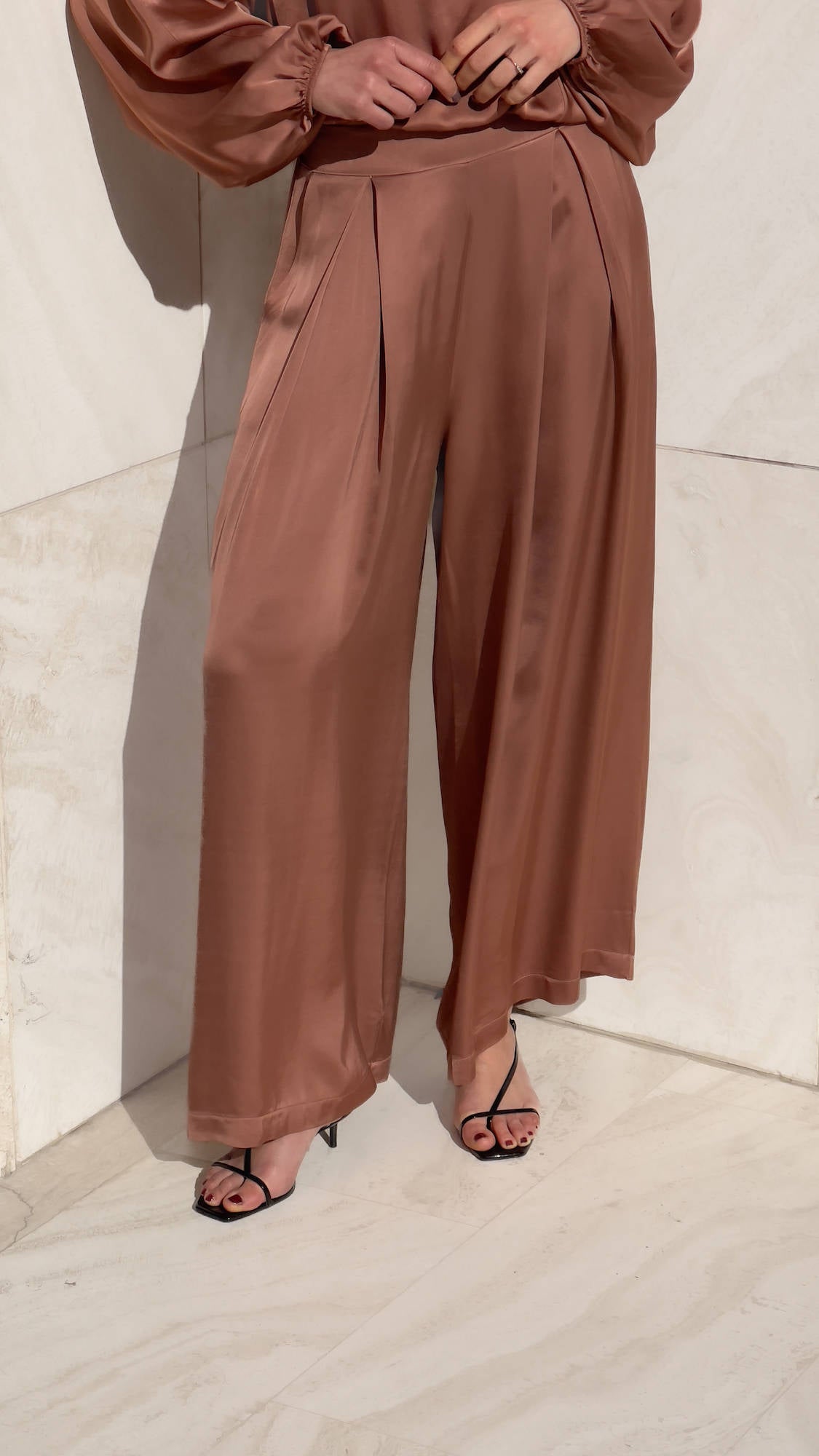 PANTALONE SATIN JADE' CASTAGNA