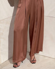PANTALONE SATIN JADE' CASTAGNA
