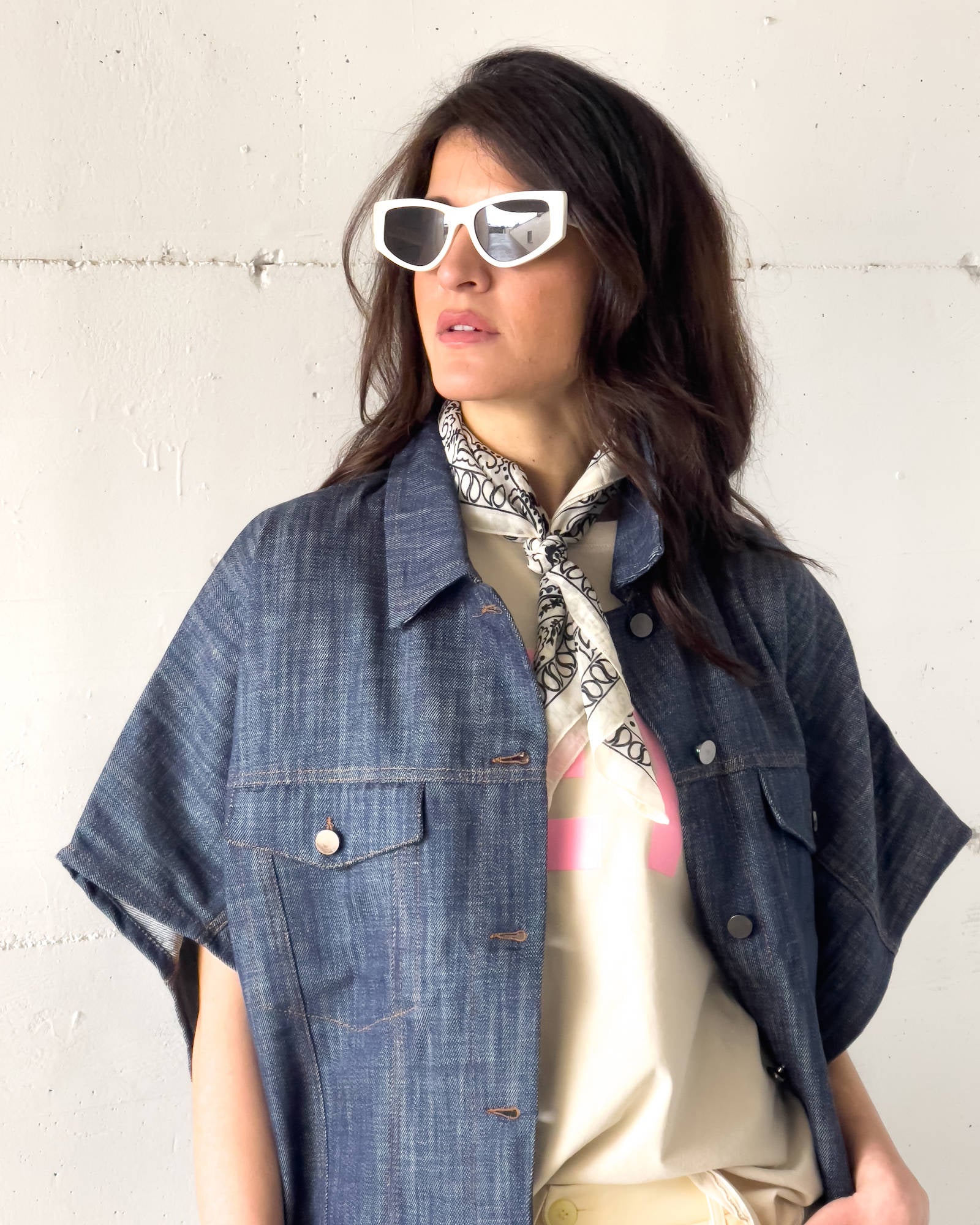 FOULARD IN SETA E COTONE PAISLEY PANNA