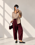 CAMICIA CHECK ILARIA PINK BORDEAUX
