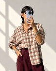 CAMICIA CHECK ILARIA PINK BORDEAUX