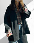 CARDIGAN OVER IN MAGLIA IRIS NERO
