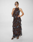 LONG DRESS DALIA MARRONE CELESTE