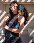 LONG DRESS DALIA MARRONE CELESTE