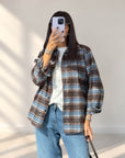 CAMICIA CHECK LORA CELESTE MATTONE