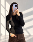 GIROCOLLO MINU' IN MAGLIA FINE NERO