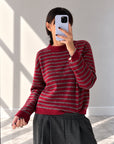 PULL A RIGHE RALPH BORDEAUX GRIGIO