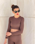 SEAMLESS ALTHAEA CROPPED LONG SLEEVE COFFEE