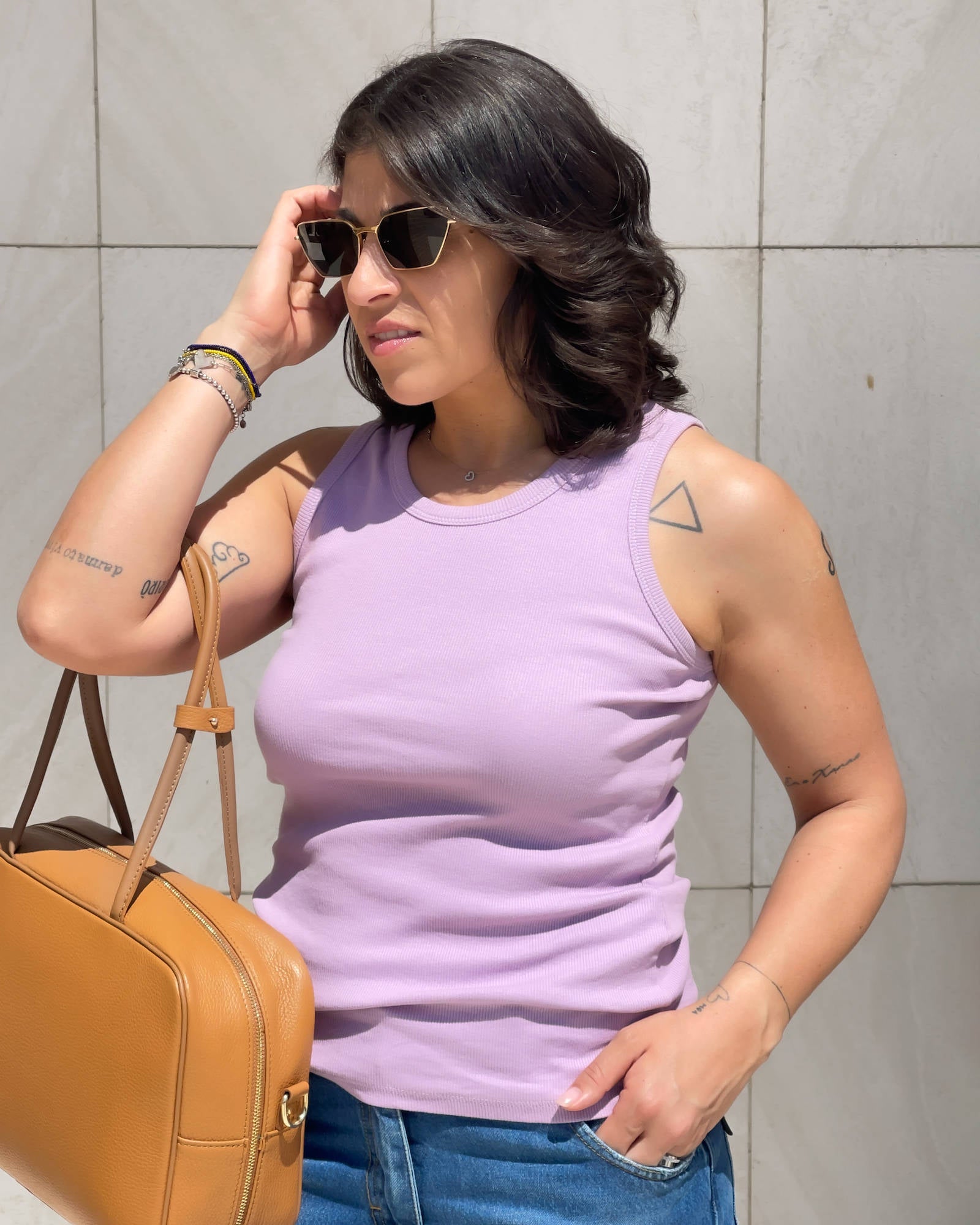 TOP CANOTTA A COSTINE MIAMI LILAC