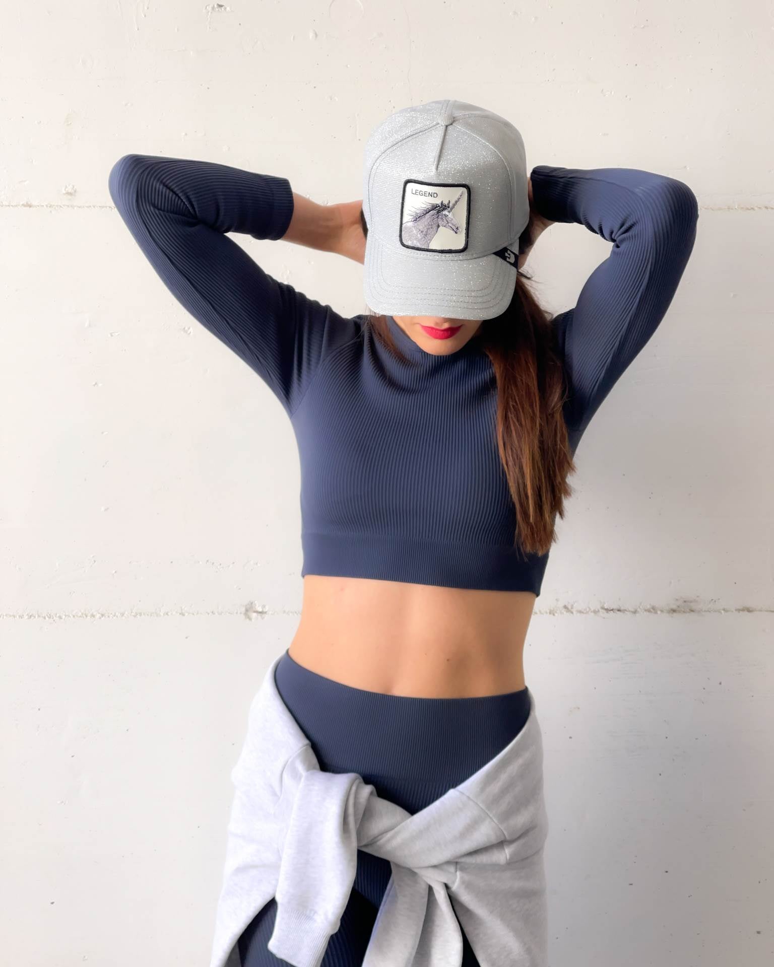 SEAMLESS ALTHAEA CROPPED LONG SLEEVE GRAPHITE
