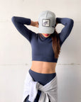 SEAMLESS ALTHAEA CROPPED LONG SLEEVE GRAPHITE