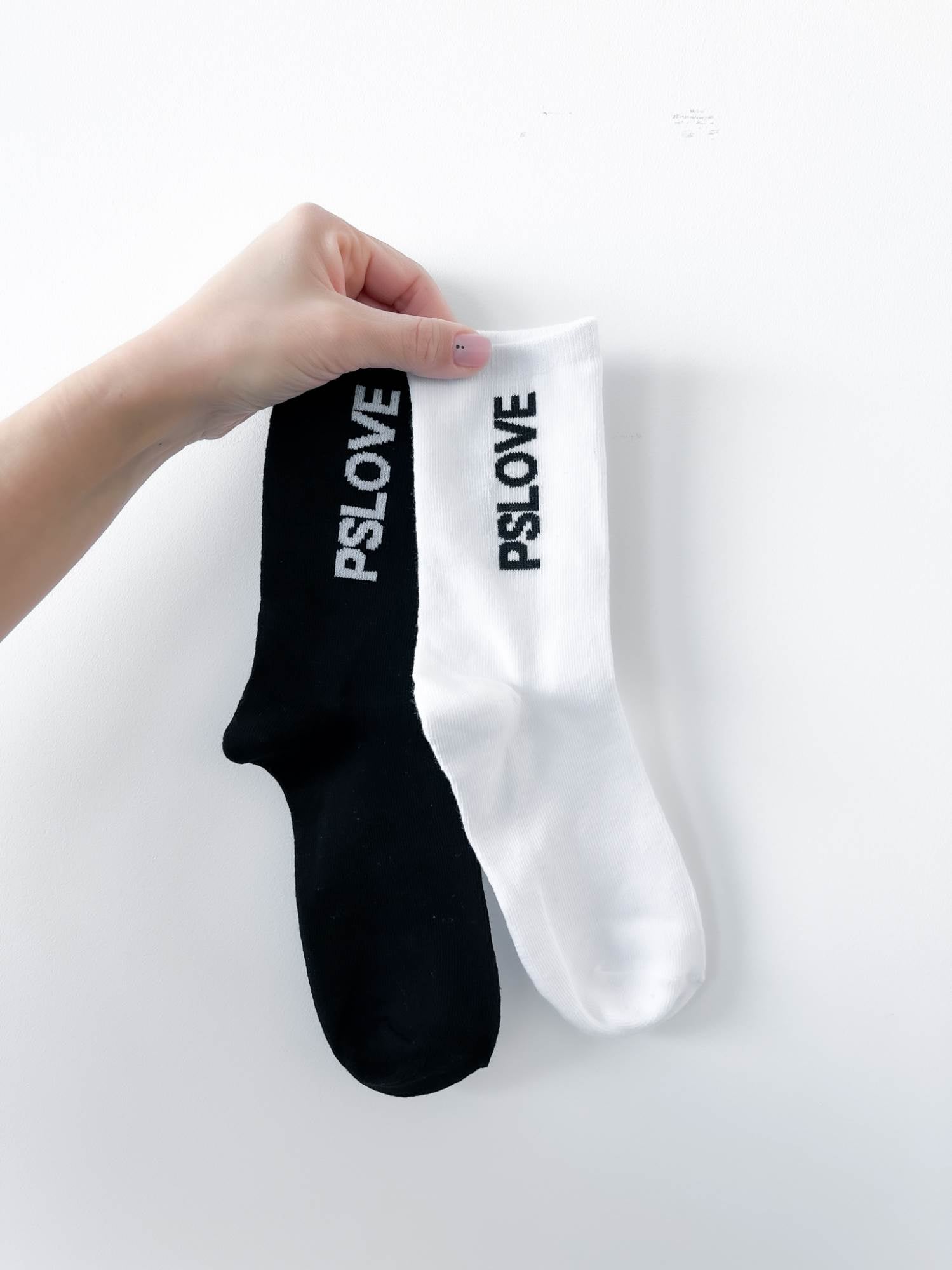CALZINO PSLOVE NERO LOGO BIANCO