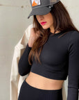 SEAMLESS ALTHAEA CROPPED LONG SLEEVE BLACK
