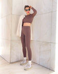 SEAMLESS ALTHAEA CROPPED LONG SLEEVE COFFEE
