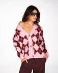 CARDIGAN ROMBI CARNABY ROSA BORDEAUX
