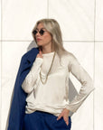 T-SHIRT SATIN NORA MANICA LUNGA BURRO