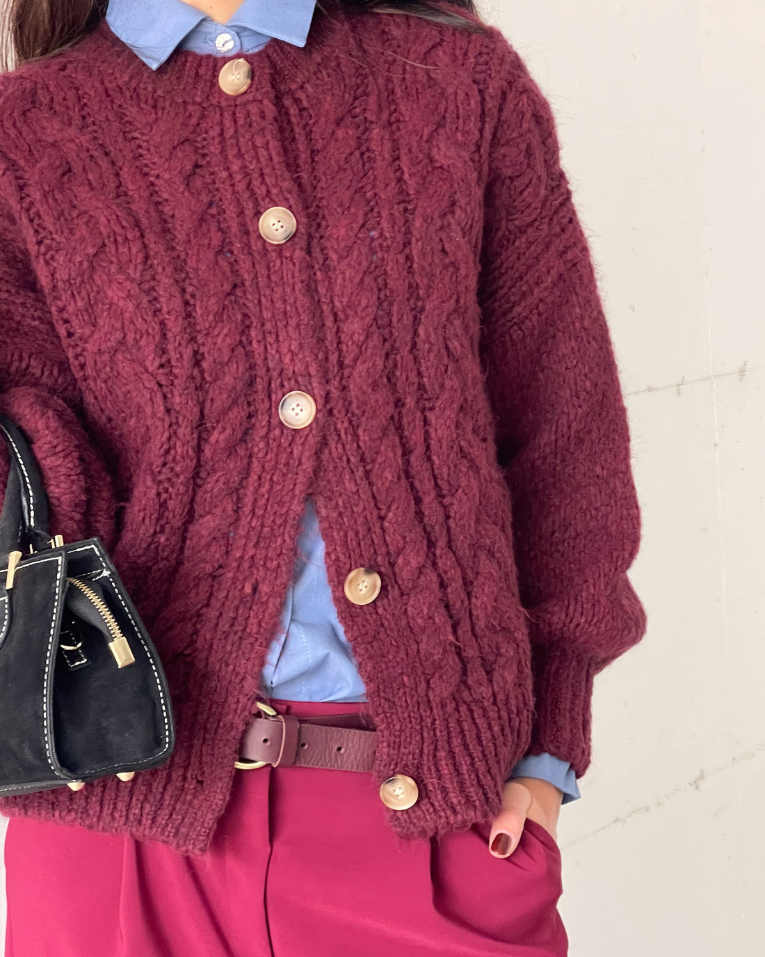 CARDIGAN TRECCIA OTIS BORDEAUX