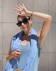 FOULARD DOUBLE CELESTE