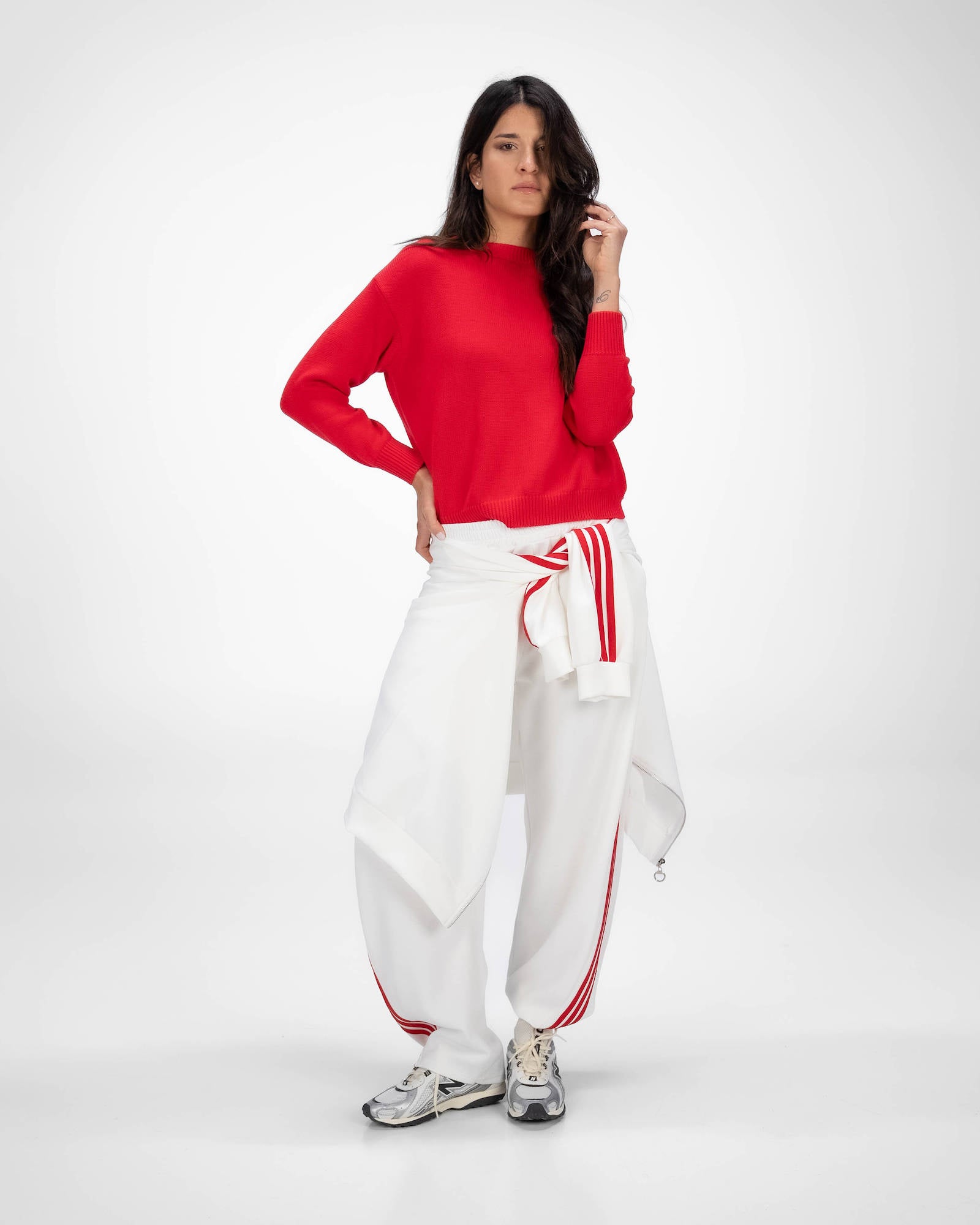 PANTALONE BARNEY OVETTO BIANCO ROSSO