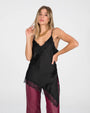 TOP ARIETE IN SATIN NERO