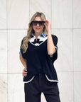 GILET IN MAGLIA SUNDAY NERO PANNA