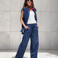 PANTALONE KAPRICE IN CHAMBRAY SCURO