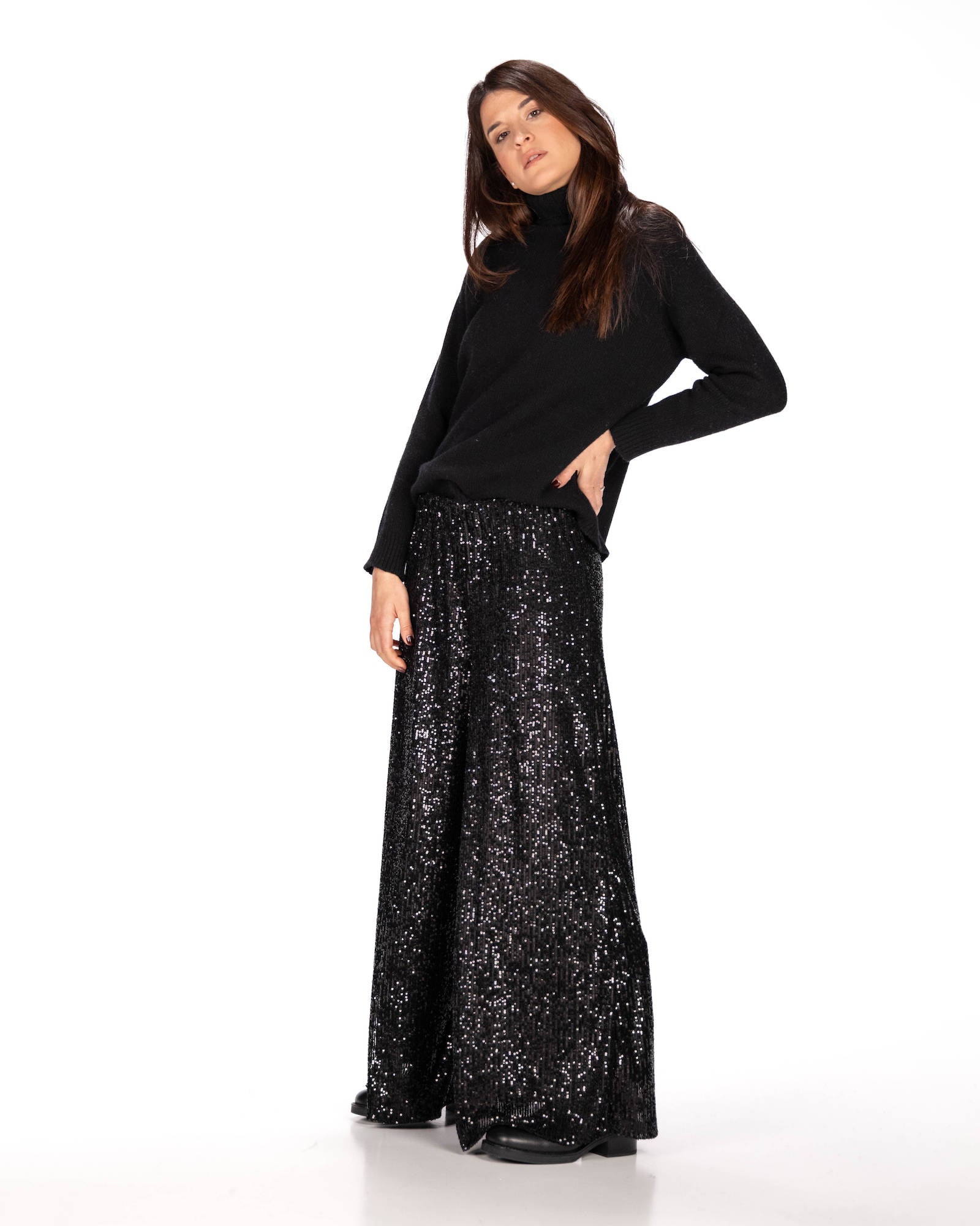 MAXI DOLCEVITA RIGEL MISTO CASHMERE NERO