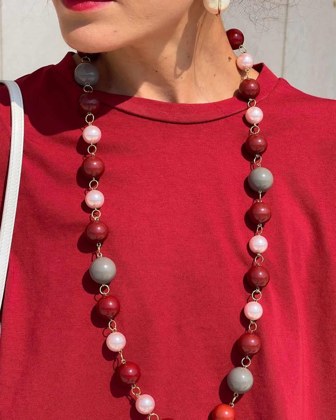 COLLANA ARENDAL ROSSO GRIGIO PERLA