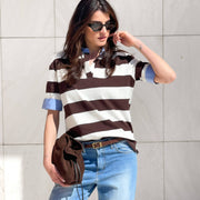 POLO A RIGHE COMBINATA CHOCO