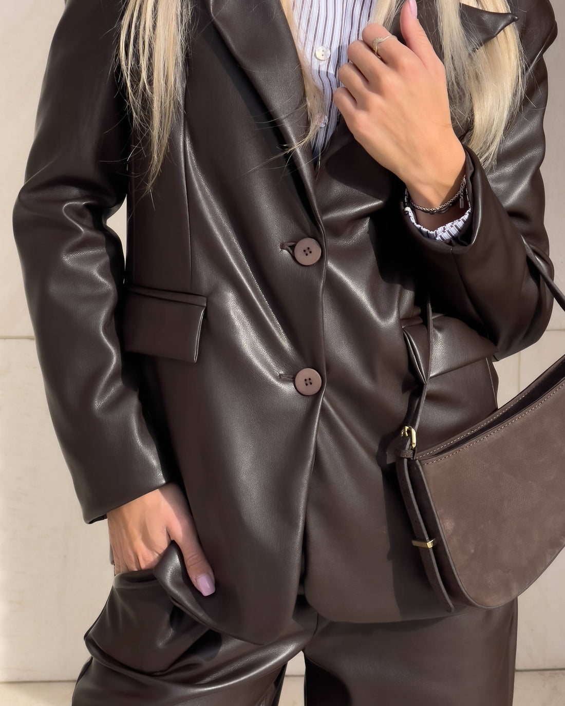 GIACCA FAUX LEATHER COFFEE