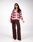 CARDIGAN ROMBI CARNABY ROSA BORDEAUX