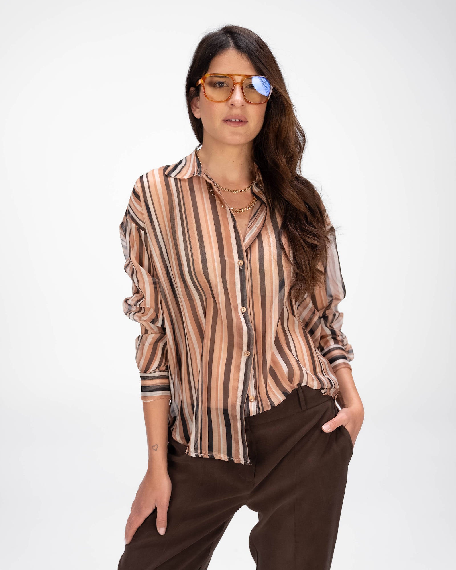 CAMICIA GLEN MARRONE