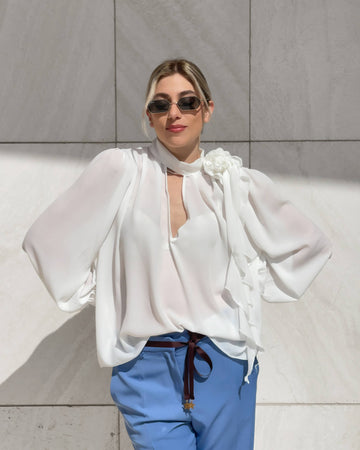 BLUSA IN GEORGETTE EUDORA PANNA