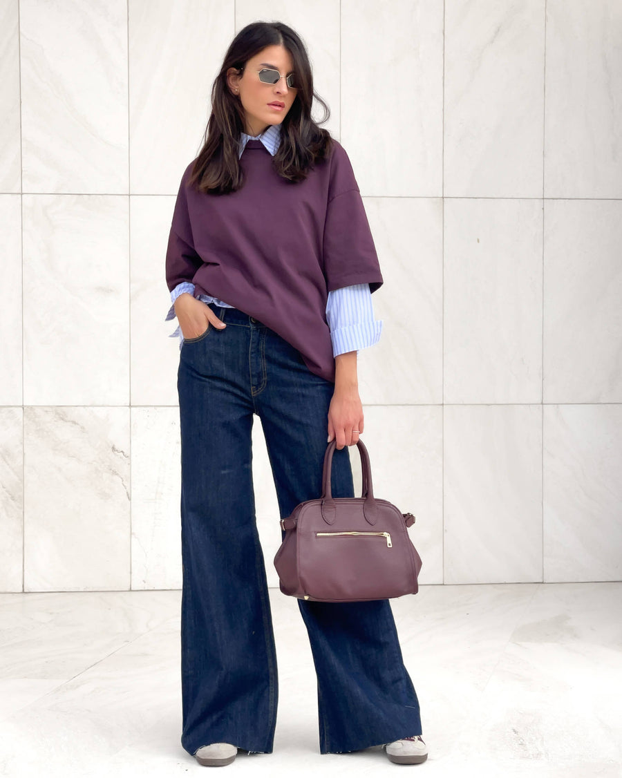 T-SHIRT OVER LUNGA KIARA DARK PLUM