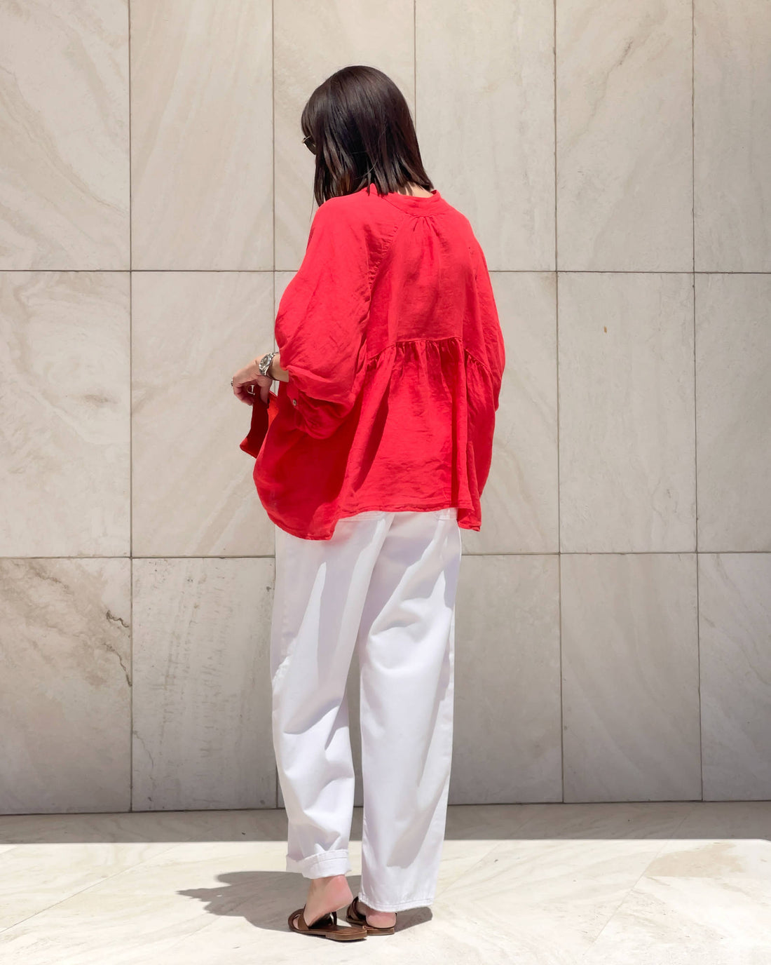 CAMICIA IN LINO MARGHERITA FLAME RED