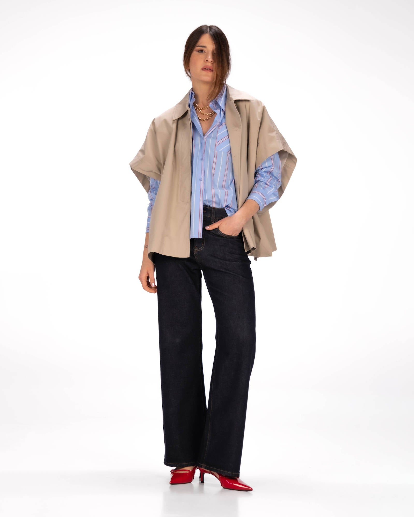 CAMICIA MUSK CELESTE RIGA ROSSO