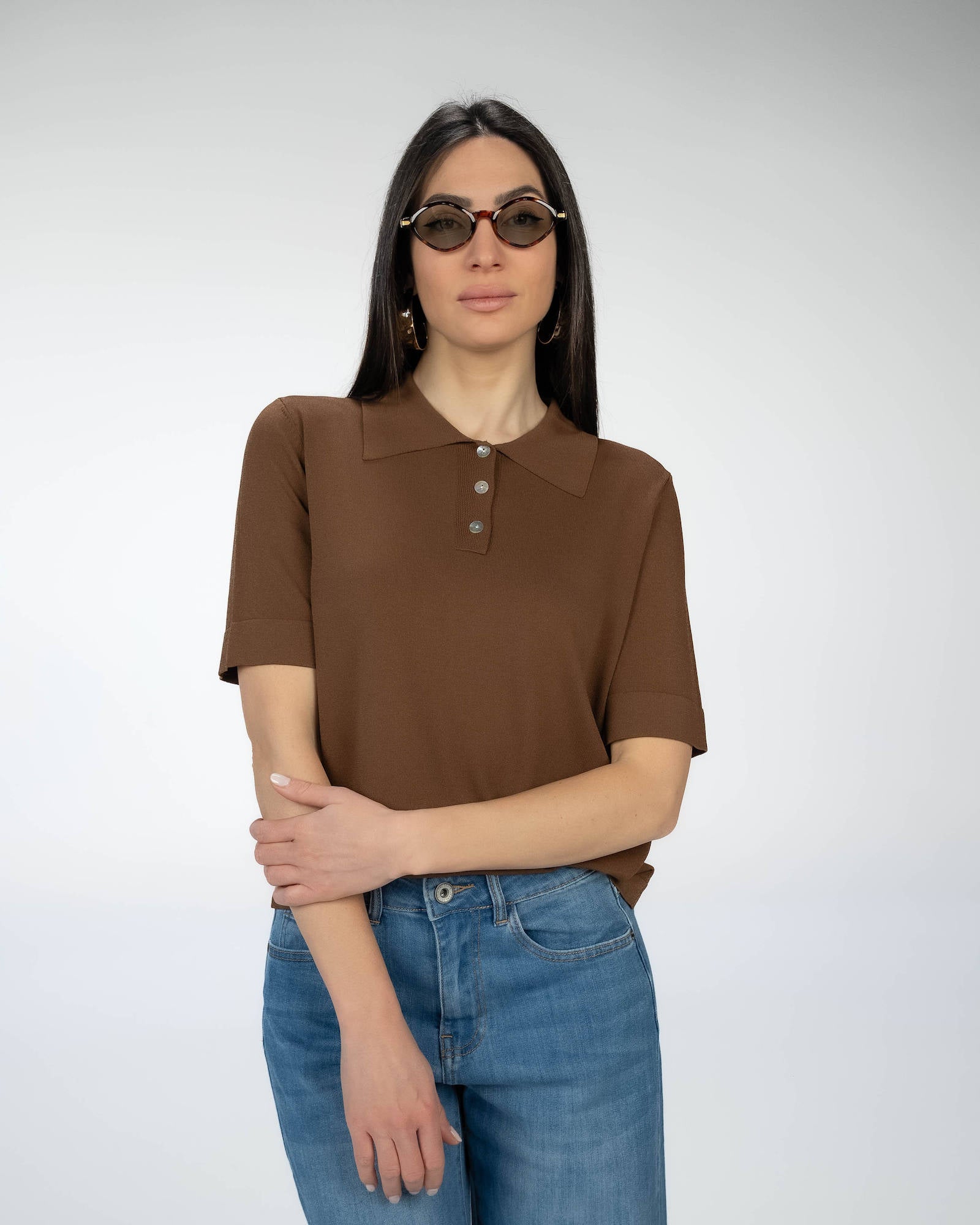 POLO IN MAGLIA POLINA MARRONE