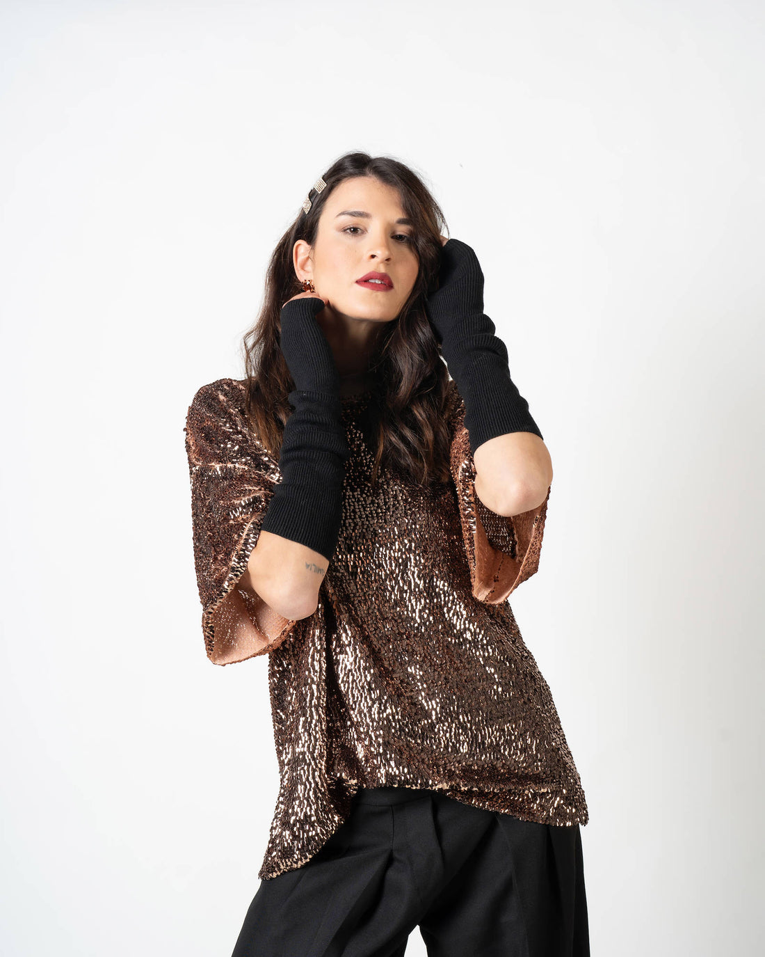 BLUSA PAILLETTES BETTY BRONZO