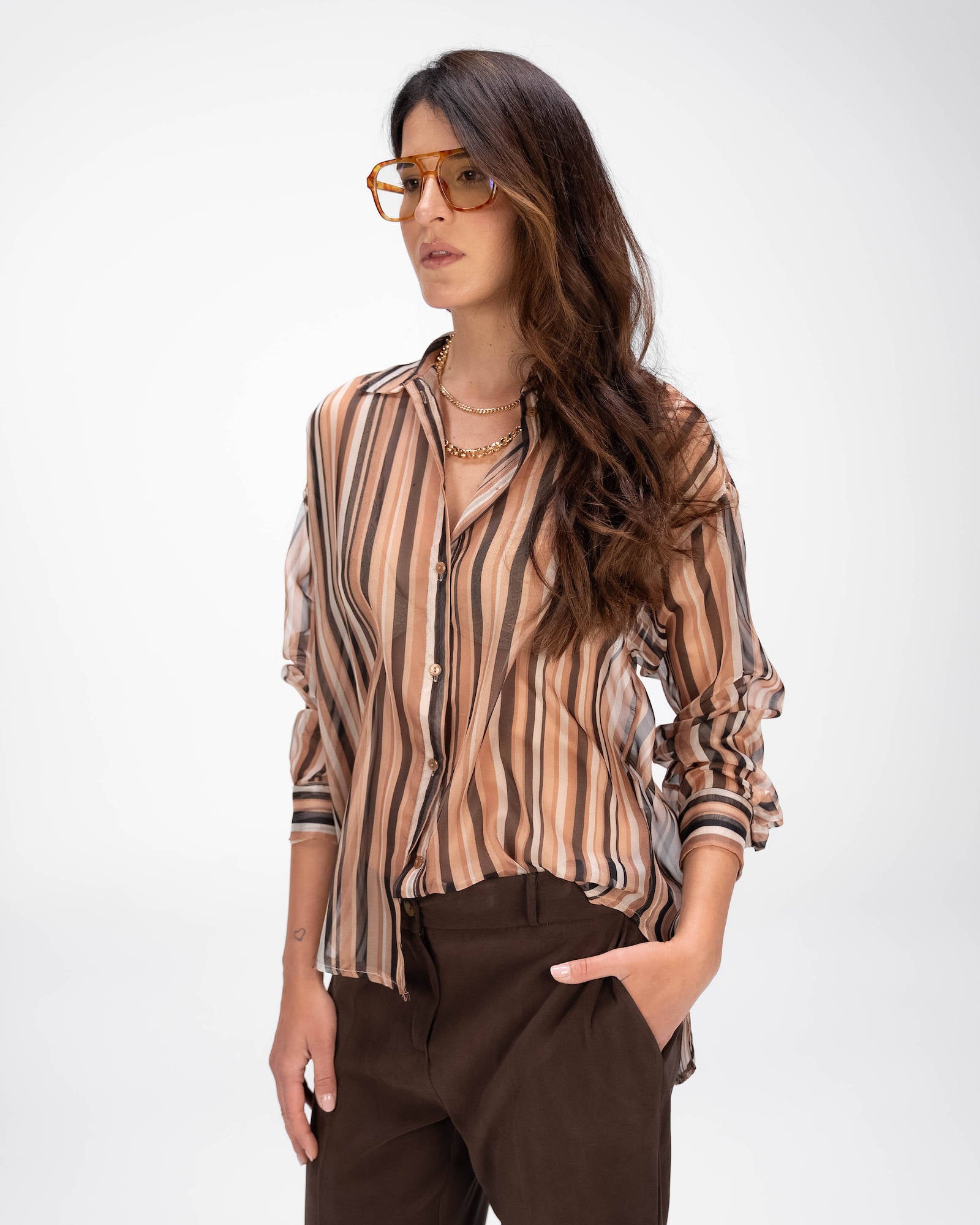 CAMICIA GLEN MARRONE