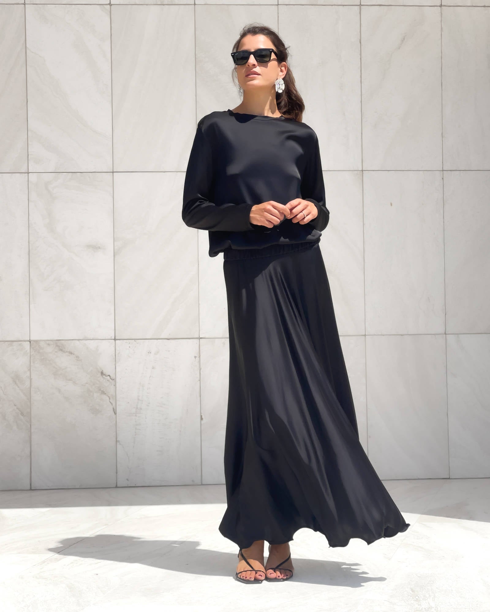 TOP MANICA LUNGA HAZEL NERO