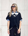 GILET IN MAGLIA SUNDAY NERO PANNA