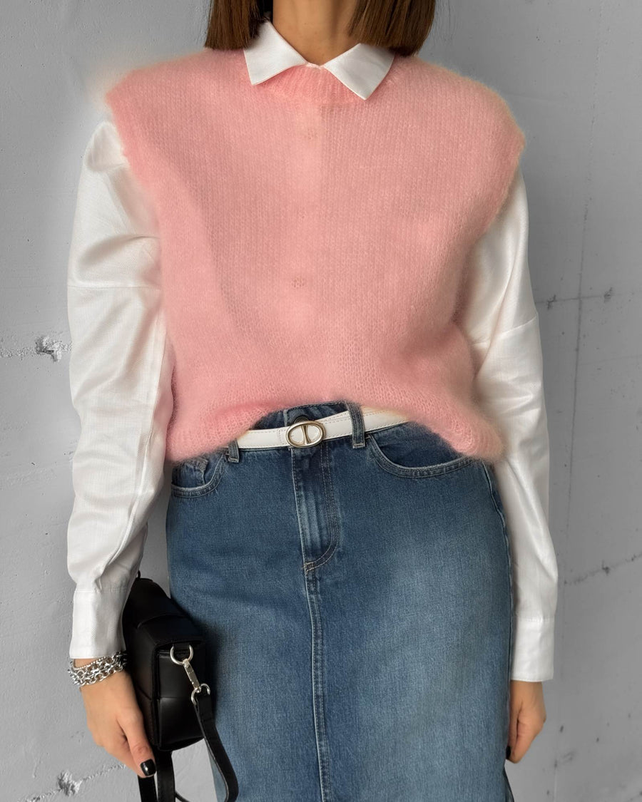 GILET IN MAGLIA SOFT PINK