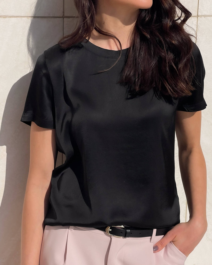 T-SHIRT SATIN NORA NERO
