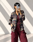 CAMICIA CHECK LORA CAMEL BLU