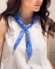 FOULARD IN SETA E COTONE PAISLEY AZZURRO