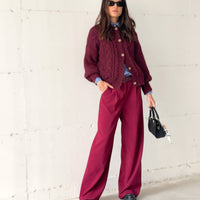 OVERSIZED DAMIAN TROUSERS CHERRY