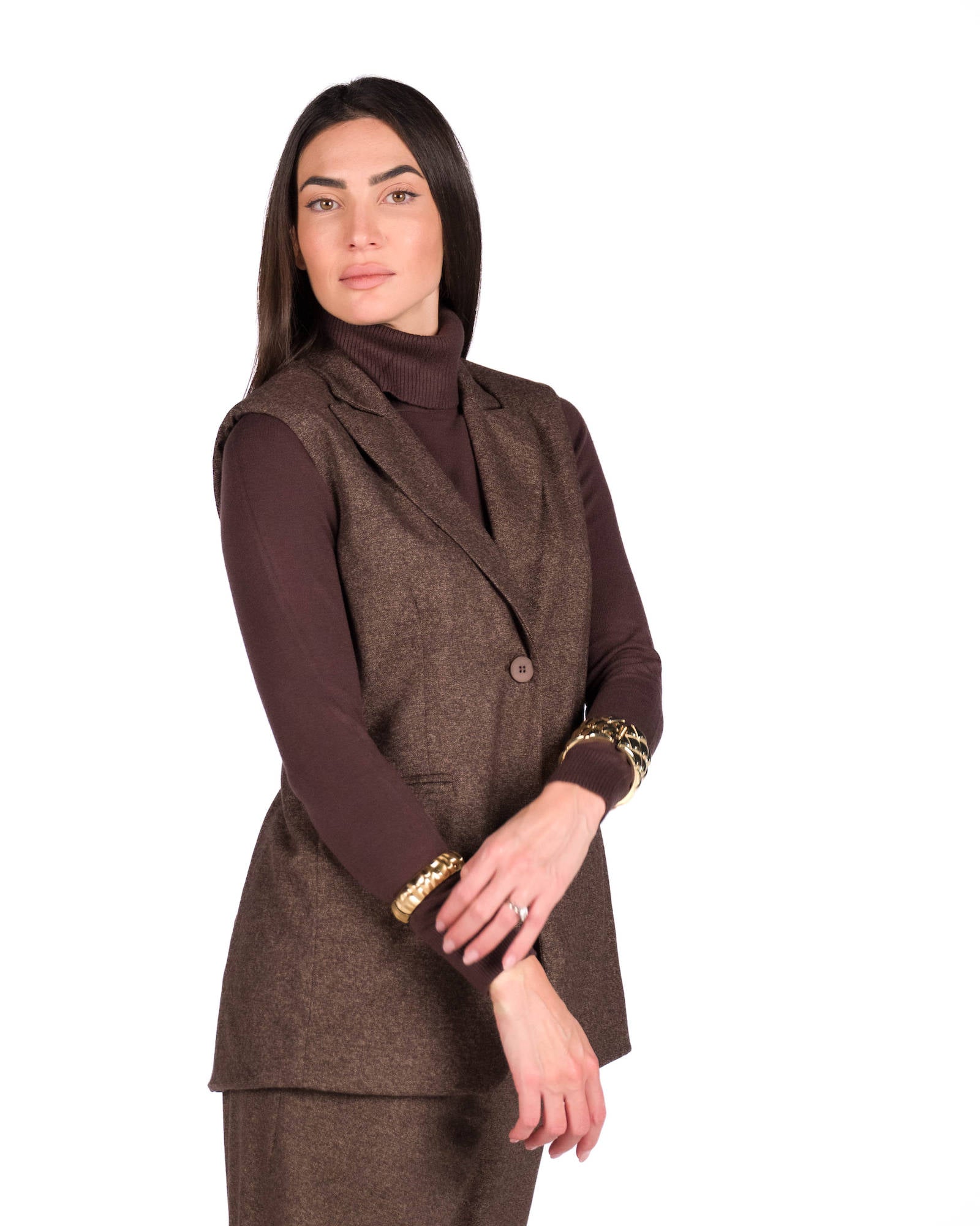 GILET MORGAN MARRONE