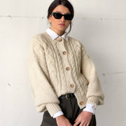 CARDIGAN TRECCE OTIS PANNA