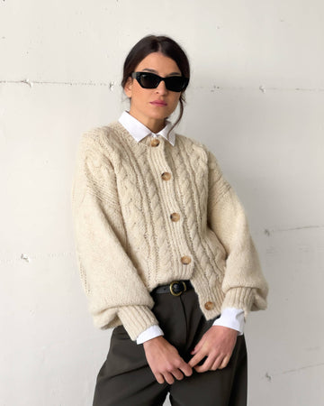 CARDIGAN TRECCE OTIS PANNA